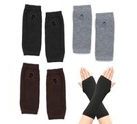 PFLYPF 3 Pares de Guantes Sin Dedos y Calentadores de Brazos - Cálidos para Invierno, Hombres y Mujeres - Negro, Talla Única