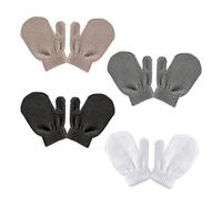 PFLYPF 4 pares de guantes de punto para niños, guantes de invierno para exteriores, guantes de punto cálidos y resistentes al frío para bebés y niños pequeños, Blanco Gris Caqui Negro, Talla única