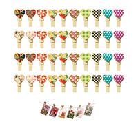 PFLYPF 40 Pinzas de Madera de Colores Con Forma de Corazón - Mini Clips Para Fotos y Decoración en Fiestas, Bodas