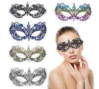 PFLYPF 5 Piezas de Máscaras de Baile de Encaje - Antifaz de Mascarada, Ojos Misteriosos para Fiestas de Carnaval