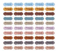 PFLYPF 50 etiquetas de costura de cuero hechas a mano, etiquetas de tela de ropa, accesorios de decoración para manualidades (4,3 x 1,5 cm, 10 colores)