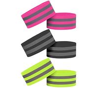 PFLYPF 6 correas reflectantes, brazaletes de alta visibilidad, puños elásticos/correas para el tobillo, adecuadas para equipos de seguridad para actividades matutinas o vespertinas(verde, negro, rosa)