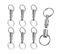 PFLYPF 6 llaveros de doble cabeza, llavero de metal extraíble, cómodo y práctico, para viajes al aire libre, accesorios para llaves en casa, oficina, unisex (plata), plata, 8*2.5cm