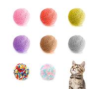PFLYPF 6 Ovillos de Lana Con 2 Bolas de Peluche, Juguete Interactivo Para Gatos, de Fieltro Para Gatitos, Elásticas Para Masticar, Entrenamiento y Juego