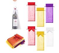PFLYPF Bolsa de 33 bolsas de vino de organza, bolsas de botellas de vino, Cinch Wine Bottle Gift Bags, Bow tie Drawstring Gauze Bags for Wedding Party Favors, rojo, hongjiushadai