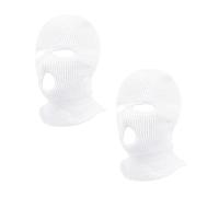 PFLYPF Gorro de punto de 2 piezas, máscara de 3 agujeros, máscara para casco de esquí, máscara multifunción, adecuada para hombres y mujeres, deportes de invierno y actividades al aire libre, Blanco,