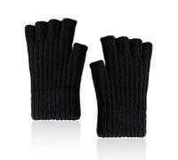 PFLYPF Guantes de Invierno de Punto, Sin Dedos, Unisex (Negro), Talla Única