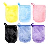 PFLYPF - Guantes desmaquillantes de franela, toallas reutilizables, guantes de ducha con trabillas, guantes de baño (9 x 13 cm)