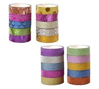 PFLYPF Juego de 20 cintas washi con purpurina, cinta adhesiva brillante, cinta adhesiva para bricolaje, decoración de fiestas, álbumes de recortes, decoración de regalos