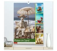 Pfoten im Sand (hochwertiger Premium Wandkalender 2026 DIN A2 hoch), Kunstdruck in Hochglanz: In dieser humorvollen Urlaubswelt tauschen Tiere den ... tierisch gut gelaunt und menschlich komisch.