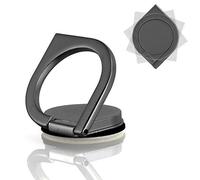 [PfX] Soporte de dedo para smartphone con función atril y agarre extra firme - Soporte giratorio de 360° para cualquier teléfono móvil (negro)