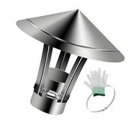 PFXNGMS 2 in-9.9 in sombrerete de Chimenea, Acero Inoxidable 304 Chimenea Cubierta de Chimenea Exterior Techo, conducto de Chimenea Ventilación Escape Tapa con Gloves, Tubo de Estufa Lluvia Cubierta