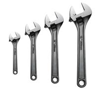PFXNGMS Juego de 4 Llaves Ajustables CR-V de 6, 8, 10 y 12 Pulgadas, Acero al Cromo-vanadio, mordaza Ancha con Acabado de óxido Negro. Llave Ajustable Craftsman.