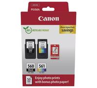 Pg-560/Cl-561 Genuino Tinta Cartucho Y Foto Papel Paquete de Valor Negro y Color