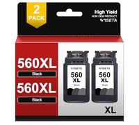 PG-560XL Cartuchos de Tinta, 2 Negro, para Canon PG-560 560 560XL BK Multipack, para Canon Pixma TS5350 TS5351 TS5352 TS 5350 TS 5351 TS 5352 TS7450 TS7451