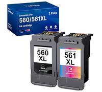 PG-560XL CL-561XL Multipack Cartuchos de Tinta 560 XL 561 XL para Canon 560 561 PG560 CL561 Cartucho de Tinta para Canon Pixma TS5350 TS5351 TS5352 TS5353 TS7450 TS7451 (Negro y Color, 2 Pack)