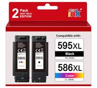 PG-595 XL/CL-586 XL Negro Color Compatible con Cartucho Canon 595 586 XL | PG 595XL CL 586XL Cartuchos de Tinta Compatible con Canon pixma TS4150i ,TS4151i ,TS6550i ,TS7550i,Multicolor,2 Pack