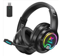 PG3 2,4 GHz Cascos Gaming Inalámbricos para PS5, PS4, PC, Mac, Switch, Auriculares Inalámbricos Bluetooth 5.4 con micrófono desmontable, 7.1 Sonido Envolvente, Duración 48Hr, Luz LED, Negro Carbón