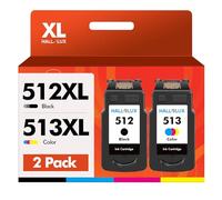 HALLOLUX PG 512 CL 513 Remanufacturados 510 511 Cartuchos de Impresora 512 513 PG512 CL513 Compatible para Canon 512 513 Multipack PG-512 CL-513 para Pixma MP495 MP230 MP270 MX420 (Negro, Color, 2