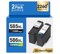 PG585XL+CL586XL Cartuchos -2260 Páginas Reemplazo para Tinta Canon 585 586 | 585XL 586XL Compatible con Pixma TS7640i TS7650i TS7740i TS7750i