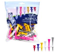 PGA Tour Castle - Paquete de 200 Tees, Rojo/Amarillo/Azul/Rosa/Gris