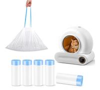 PGDSGA 5 Bolsas de Arena para Gatos, 75 Bolsas para bandejas sanitarias autolimpiables, Bolsas de Basura Resistentes con cordón, Ideales para hogares con Varios Gatos.