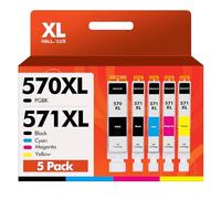 PGI-570 CLI-571 XL 570XL 571XL Cartuchos de Impresora compatibles para Canon 571 570 Multipack XL para Canon TS5050 Pixma MG5750 TS5055 MG6852 MG5753 (PGBK Negro, Cian Amarillo Magenta, 5 Unidades)