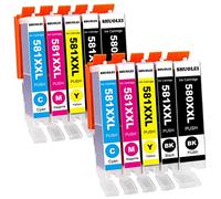 PGI-580XXL CLI-581XXL Cartucho de Tinta Compatible para Canon 580 581 Multipack para Canon PIXMA TS6350 PIXMA TS705 TS8350 TS8351 TS6351 TS9550 TS9551C TR8550 TS8150 (10 Pack 2PGBK/2BK/2C/2M/2Y)