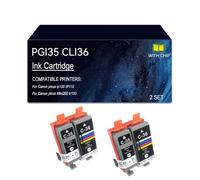 PGI35 CLI36 Cartucho de Tinta Compatible Impresora para Canon Pixus Ip100 | Reemplazo for cartuchos de tinta PGI35 CLI36 impresora pixus IP110 pixus Mini260 tr150, con Chip(2 set)