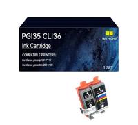 PGI35 CLI36 Cartucho de Tinta Compatible Impresora para Canon Pixus Ip100 | Reemplazo for cartuchos de tinta PGI35 CLI36 impresora pixus IP110 pixus Mini260 tr150, con Chip(1 set)