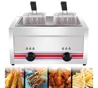 PGKTKCWH Freidora de Gas GLP Profesional, freidora Comercial de Acero Inoxidable con cestas y Tapas para freír, para cocinas comerciales, restaurantes y hogares, Cilindro único, 20 l