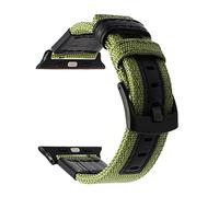 PGLVLZFGFN Canvas Nylon + Reloj de cuero genuino Compatible for iWatch Apple Watch 38mm 40mm 42mm 44mm Series 5 4 3 2 1 Banda Pulsera de correa de muñeca Correa de reloj(Green B,44mm)