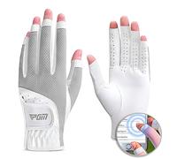 PGM Guantes de golf para mujer, un par, diseño de dedo abierto, tela de malla transpirable, sistema de agarre mejorado, fresco y cómodo
