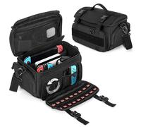 PGmoon Bolsa de Transporte Compatible con Nintendo Switch/Switch 2/ASUS ROG Ally, Bolsa Táctica con 18 Ranuras Compatible con Switch Game Card y Switch Dock Set, Adaptador de Corriente, Controladores