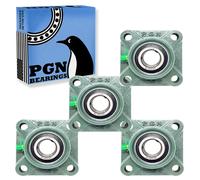 PGN UCF205-16 Rojos de bloques de almohadas - Pack de 4 rodamientos de bloques de almohada montada en la brida cuadrada - Rodamientos de acero cromad