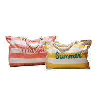 PGORSDOR Bolsa de mano bordada a rayas, bolsa de playa personalizada con asas de cuerda, bolsas personalizadas, Varios colores
