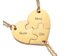 PGORSDOR Collar con colgante de corazón con nombre personalizado con nombre de la familia, nombres grabados personalizados, recuerdo familiar, M, Acero inoxidable, No es una piedra preciosa