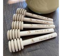 PGORSDOR Cuchara de miel de madera personalizada, palitos de miel grabados personalizados, barra de miel de madera personalizada, recuerdos de boda para invitados (100 unidades, 8 cm)