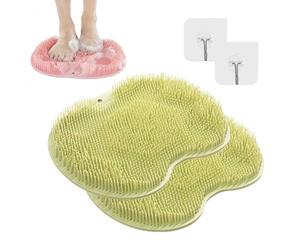 PGPBVLVGHM 2 esponjas de Ducha for pies y Espalda, Almohadillas de Masaje | Cepillo de Espalda de Pared | Cepillo de Masaje de Silicona con ventosas | Alfombrilla for Ducha(Verde)