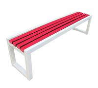 PGPGP Metal Backless Garden Bench - Weather Resistant Iron Outdoor Seating for Balcony, Park, and School(White+Red,40W150L45H)