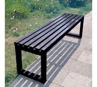 PGPGP Modern Outdoor Garden Bench - Solid Wood Seat & Steel Frame, 100/120/150cm for Patio, Poolside, and More(Black,120cm)