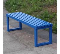 PGPGP Modern Outdoor Garden Bench - Solid Wood Seat & Steel Frame, 100/120/150cm for Patio, Poolside, and More(Blue,150cm)
