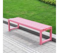 PGPGP Modern Outdoor Garden Bench - Solid Wood Seat & Steel Frame, 100/120/150cm for Patio, Poolside, and More(Pink,120cm)
