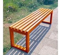 PGPGP Modern Outdoor Garden Bench - Solid Wood Seat & Steel Frame, 100/120/150cm for Patio, Poolside, and More(Orange,100cm)