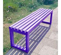 PGPGP Modern Outdoor Garden Bench - Solid Wood Seat & Steel Frame, 100/120/150cm for Patio, Poolside, and More(Purple,120cm)