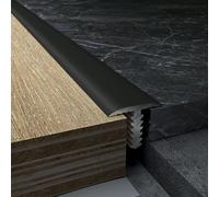 PGPGP Tira de transición de Madera a baldosa - Tira de Revestimiento de Piso de aleación de Aluminio de 90 cm for una transición Suave y sin Costuras, 1 Pieza(Black)