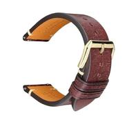 Pgqjfks Correa de cuero Accesorios Pulsera Correa de reloj Correa de reloj de liberación rápida de cuero de vaca vintage, Marrón oscuro-oro, 24mm