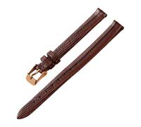 Pgqjfks Correa de cuero para reloj delgada, 8/10/12/14/16mm, grano de lagarto, para mujer, marrón-rosa, 16mm