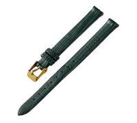 Pgqjfks Correa de cuero para reloj delgada, 8/10/12/14/16mm, grano de lagarto, para mujer, Verde-oro, 14mm