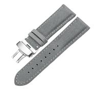 Pgqjfks Correa de lona de nailon de 18mm/19mm/20mm/21mm/22mm/23mm/24mm/26mm para hombre, hebilla de mariposa plateada, Gris, 19mm